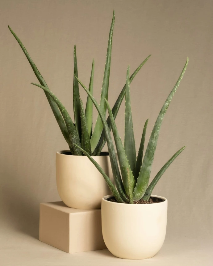 a couple of potted plants sitting on top of each other